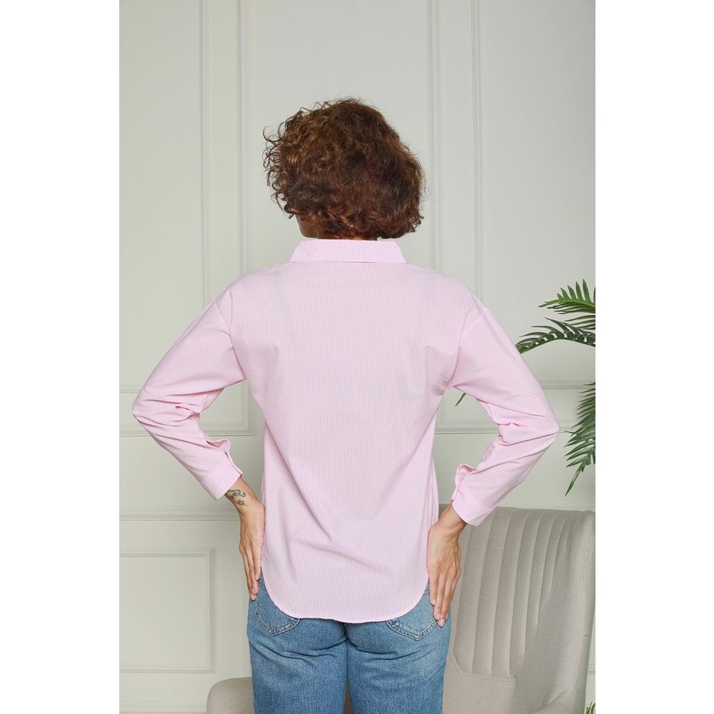 Pembe Çizgili Dokuma Gömlek 1500063